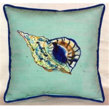 Betsys Shell - Teal Indoor & Outdoor Throw Pillow, 18 x 18 in.
