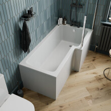 1600mm L Shaped RH Shower Bath Bathtub Glass Screen Front Panel Acrylic Bathroom