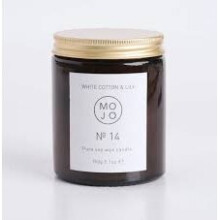 Mojo by Canova Glass Candle Jar - White Lily & Cotton, Hand-Poured in Herefordshire, 35h Burn Time
