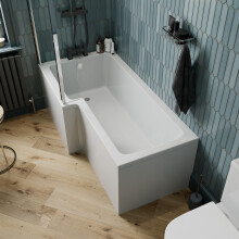 1500mm L Shaped LH Shower Bath Bathtub Glass Screen Front Panel Acrylic Bathroom