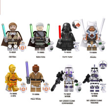 8PCS Star Wars Clone Darth Vader Obi-Wan Minifigures Toy Collection Fit Lego Building Block Figurine Christmas Gifts Children's Gifts