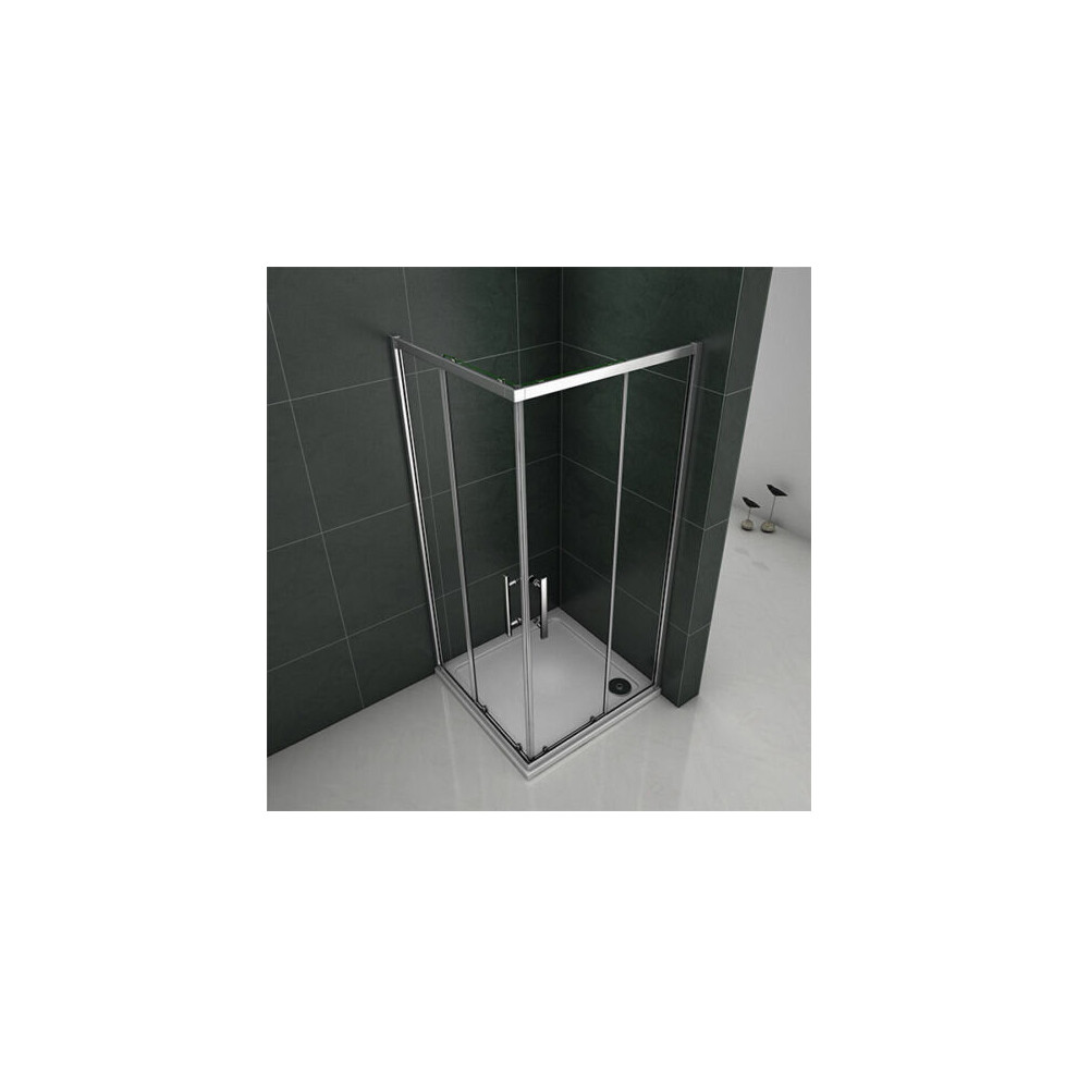 (Size: 800x800mm; Shower Tray: no tray) Corner Entry Shower Enclosure Walk in Sliding Door-image-OPC-PB78GBJ-NEW