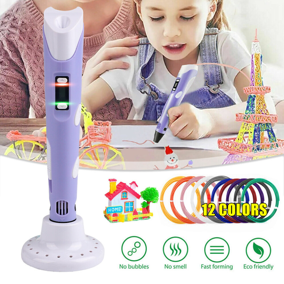 3D Printing Pen with LCD Screen + 36m PLA ABS Filament Toys Xmas Gift