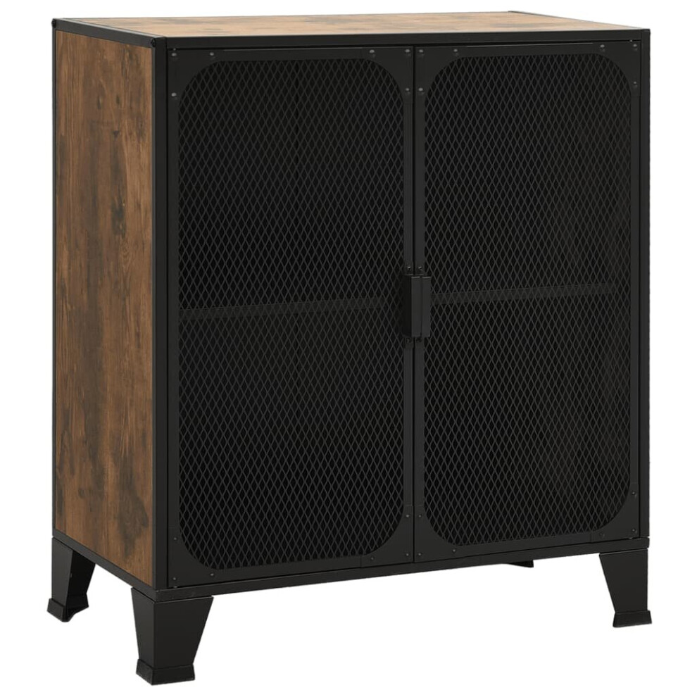 Vidaxl Storage Cabinet Rustic Brown Metal And Mdf Sideboard Cupboard Bookcase