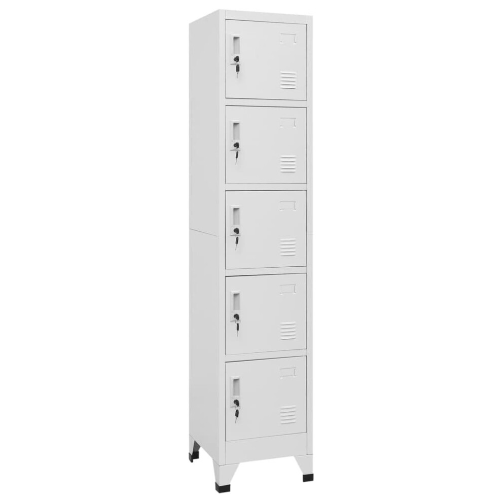 vidaXL Locker Cabinet Light Grey 40 cm Steel Storage Office Cabinet Furniture