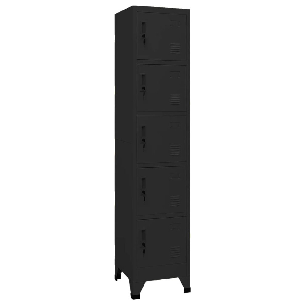 vidaXL Locker Cabinet Black 40 cm Steel Storage Home Office Cabinet Furniture