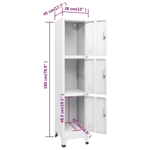 VidaXL vidaXL Schließfachschrank mit 3 Fächern 38x45x180 cm 2