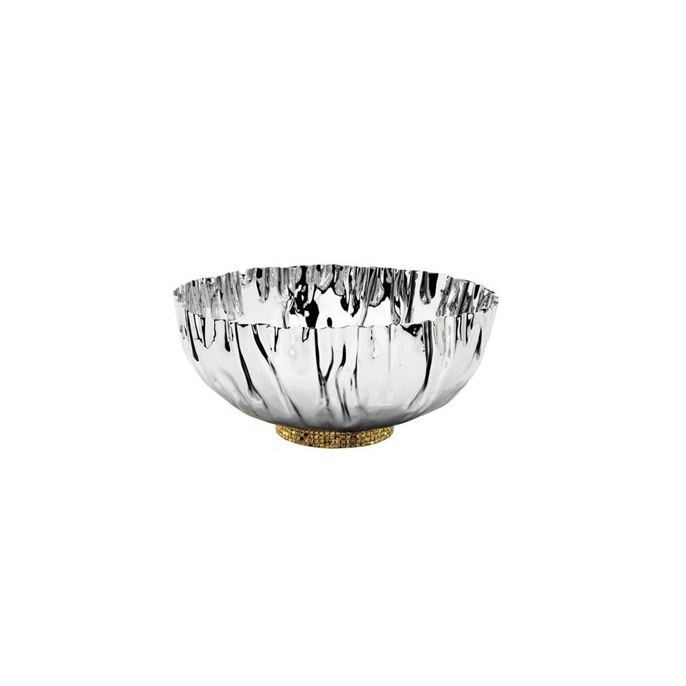 Stainless Steel Crumpled Bowl with Gold Mosaic Base-image-OPC-PB78JHC-NEW