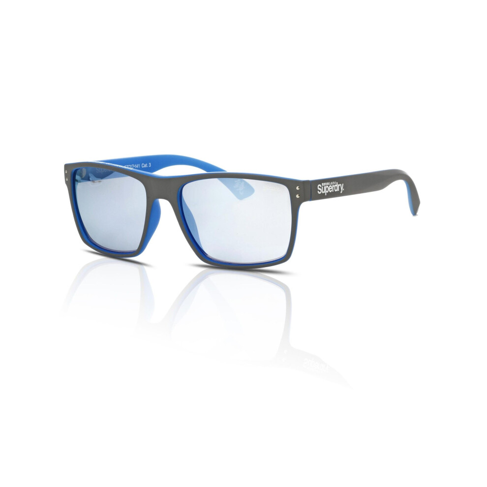 Superdry Sunglasses Kobe 105 Matte Grey - Fluro Blue/Blue Mirror