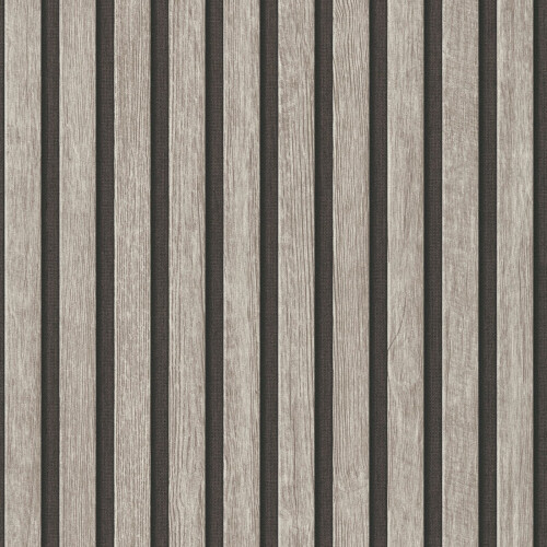 AS Creation (Light Grey Black 39109-2) AS Creation Wooden Slats 3D Panel Wallpaper