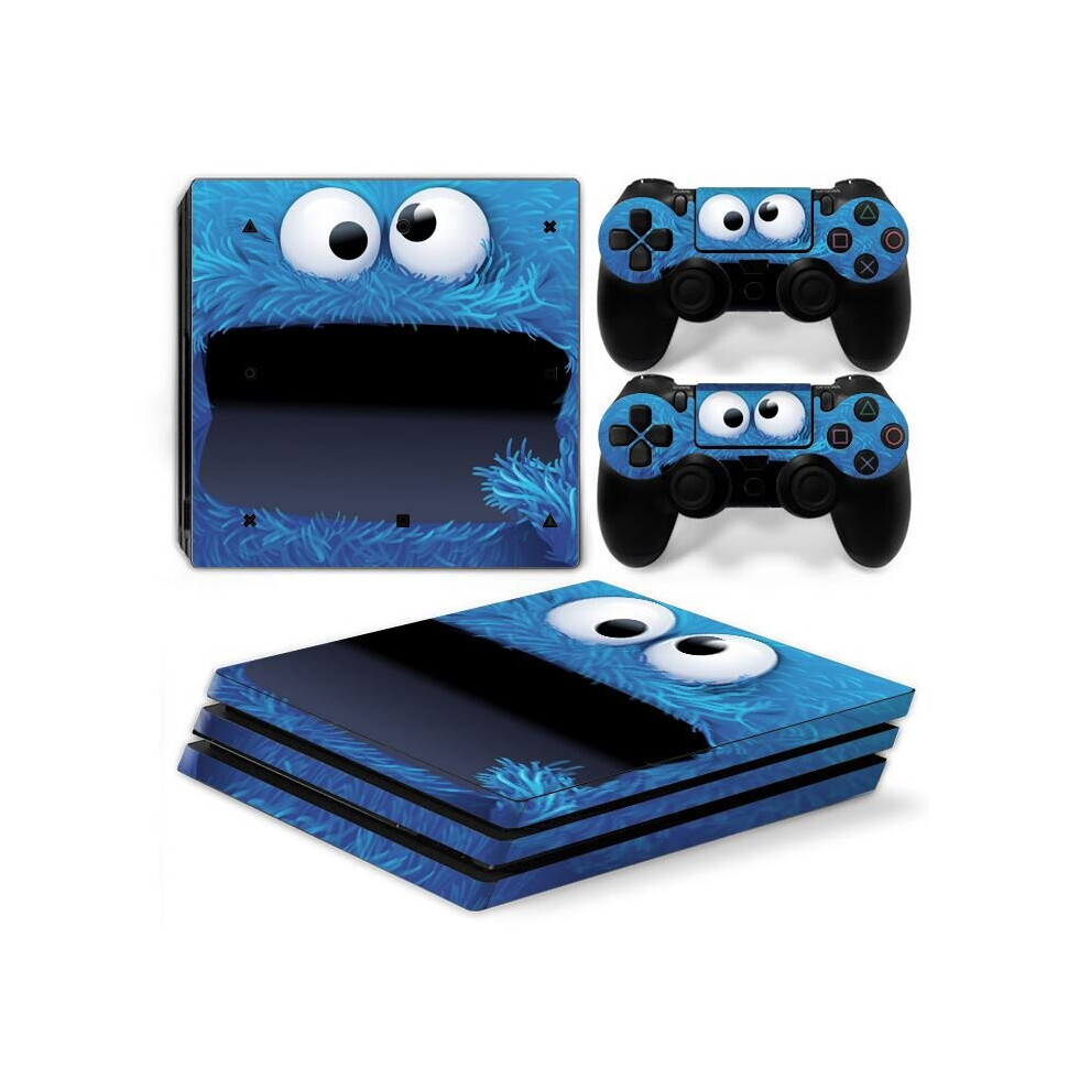 (Cookie Monster) PS4 PRO PVC Stickers for Console + 2 Controllers