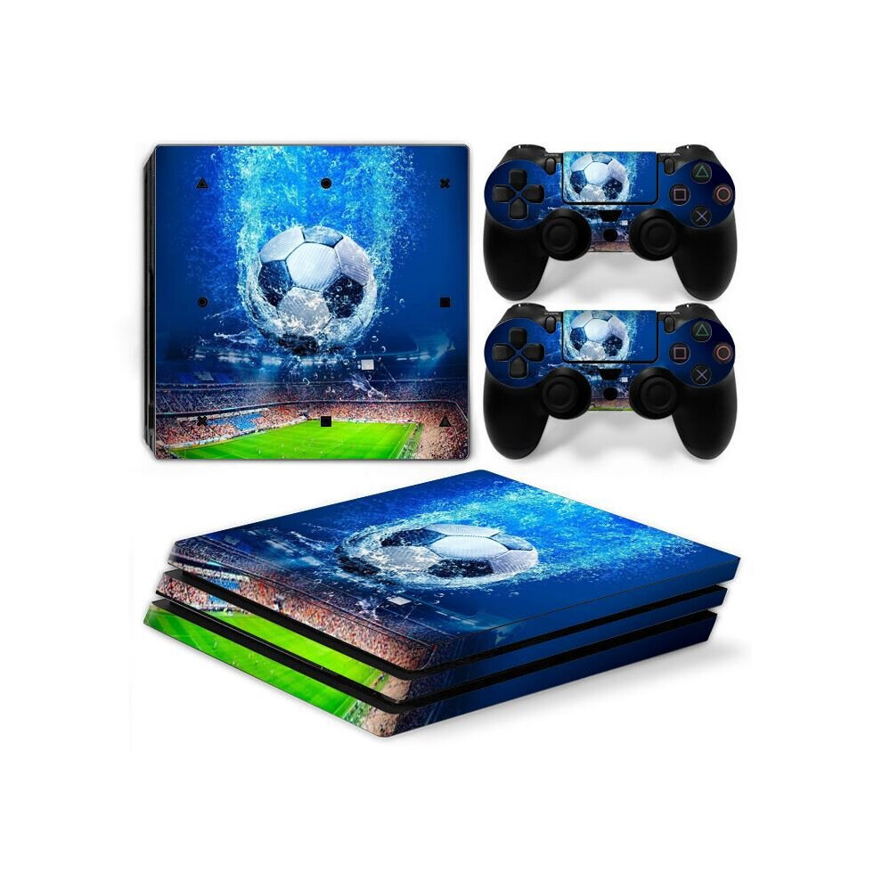 (Football Stadium) PS4 PRO PVC Stickers for Console + 2 Controllers