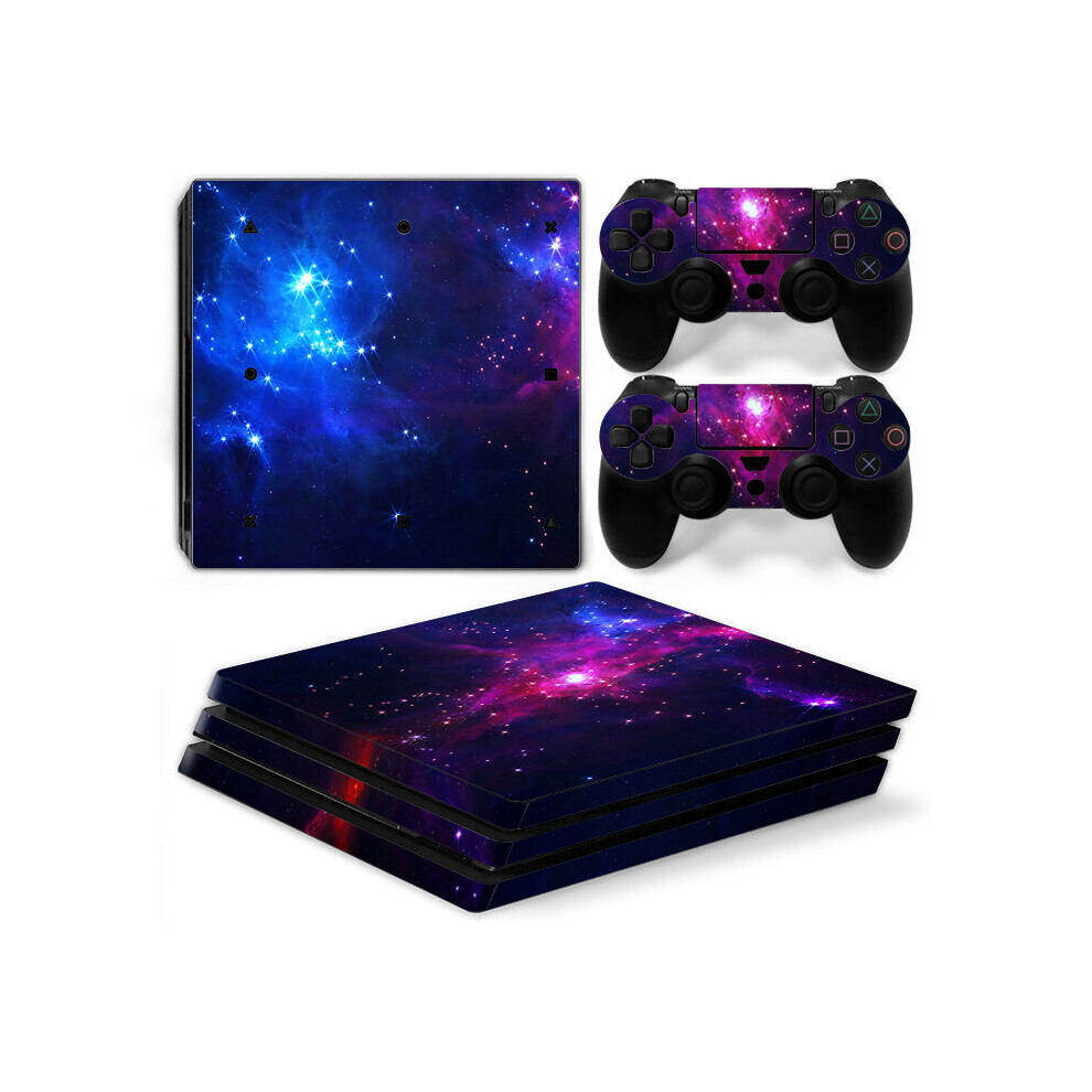 (Galaxy) PS4 PRO PVC Stickers for Console + 2 Controllers