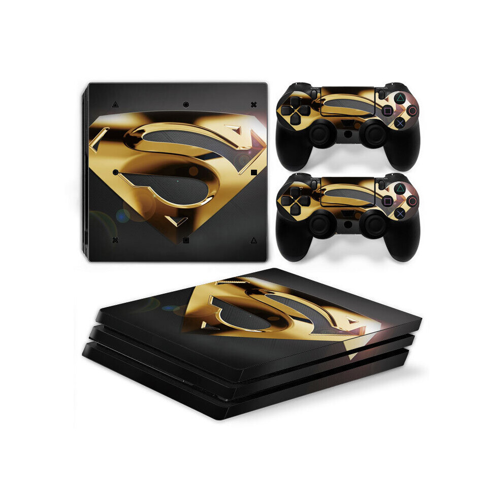 Photos - Console Accessory  PS4 PRO PVC Stickers for Console + 2 Controllers(Gold Superman)