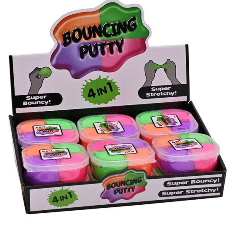 (Set of 12 Bouncy Putty) The Magic Toy Shop Kids Bouncy Putty Toys Party Bag Filler Colourful Stress Relief Gift Playset