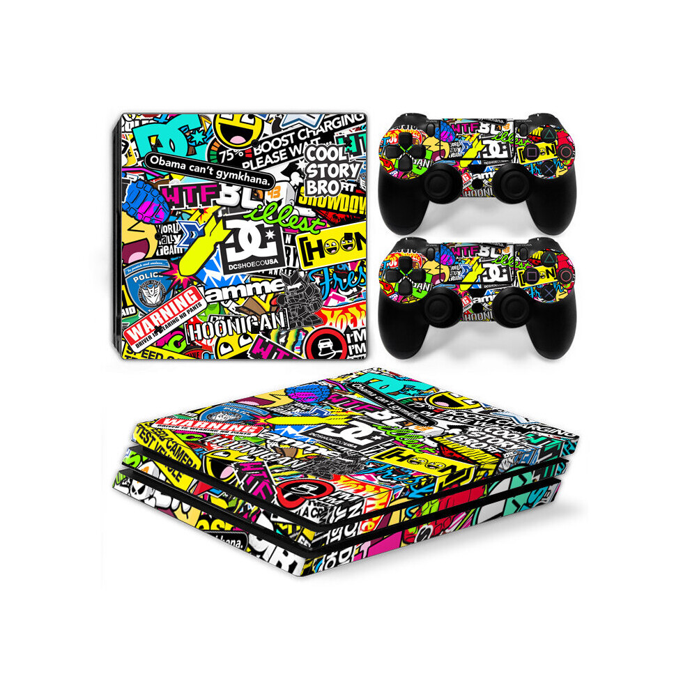 (Labelblast) Ps4 Pro Pvc Stickers For Console + 2 Controllers 5056543418166