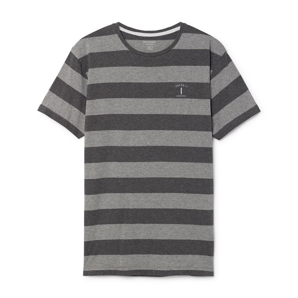 (Grey, 2XL) Hackett London Mr Classic Striped Tee - Grey