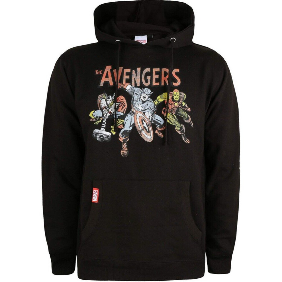 (S, Black) Avengers Mens Vintage Hoodie