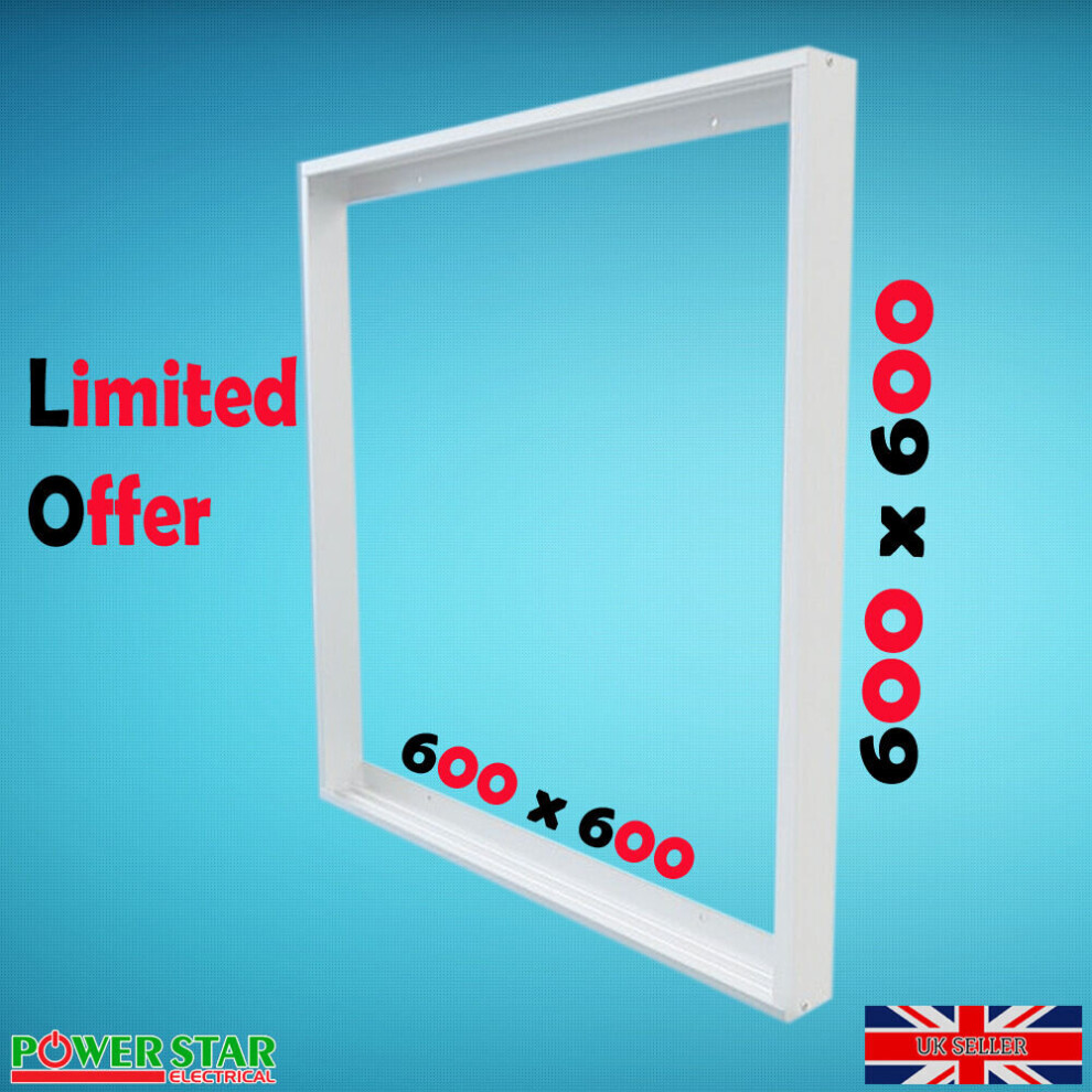 (White) Surface Mount Kit for 600 x 600 Led Ceiling Panel light Easy Install Chrome