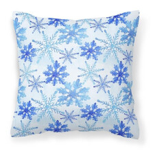 Blue Snowflakes Watercolor Fabric Decorative Pillow, 18 x 18 in.
