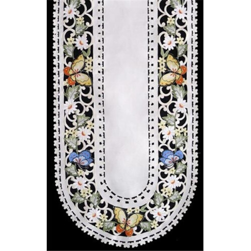 H7854-E Multicolor Butterfly Round Doily, 24 in.