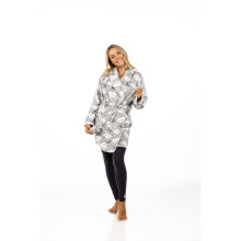 (M (Medium)) Turtle Clouds Robe Womens Luxury Dressing Gown Clouds All Over Fleece Long Gown
