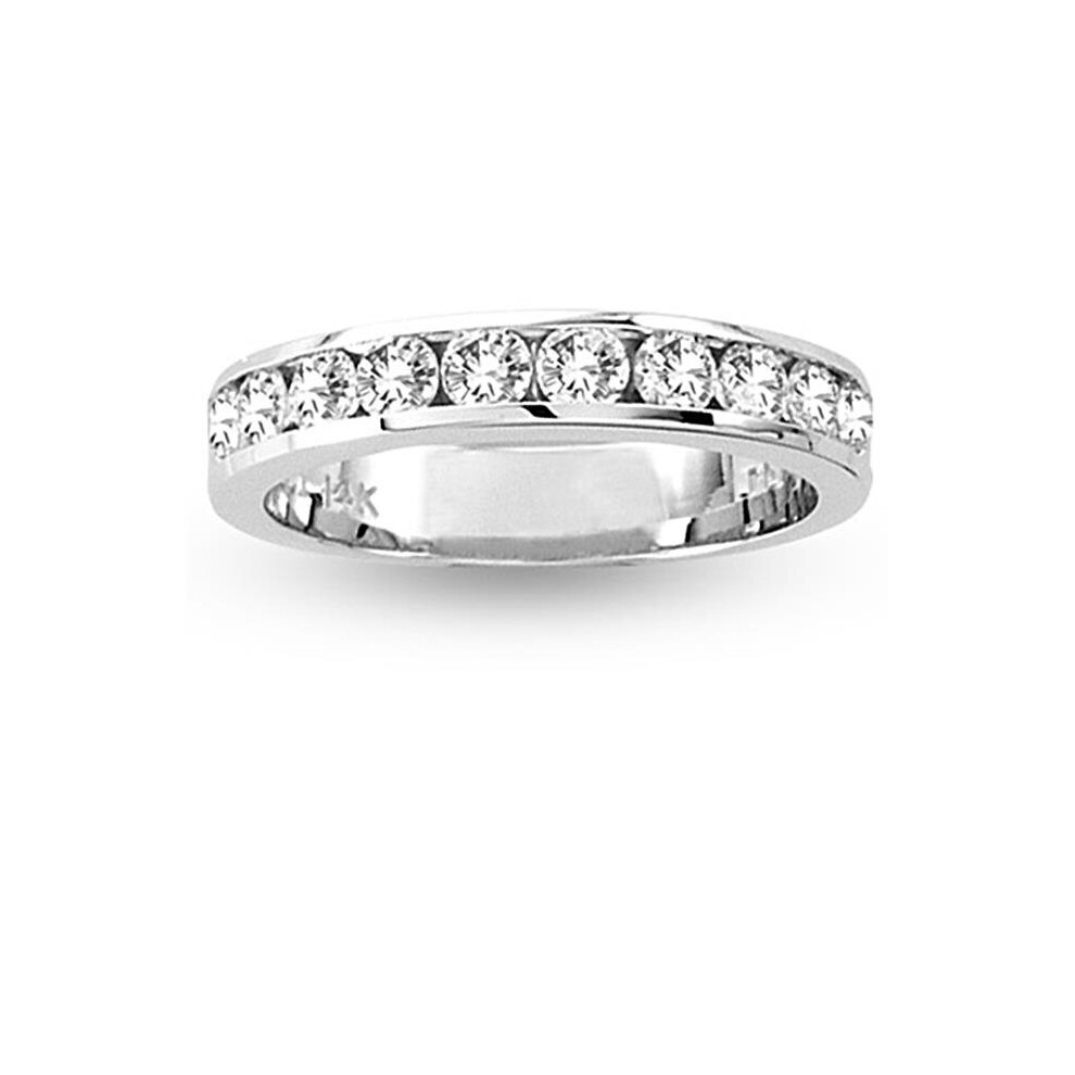 Photos - Ring 14K Gold Channel Set Wedding or Anniversary Band with 0.75 CTTW 10 Stone Round Diamonds H-I SI Quality Bridal - Size 6.