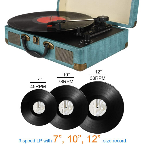Bluetooth Vinyl Record Player Belt-Drive 3-Speed Vintage Record Player 1
