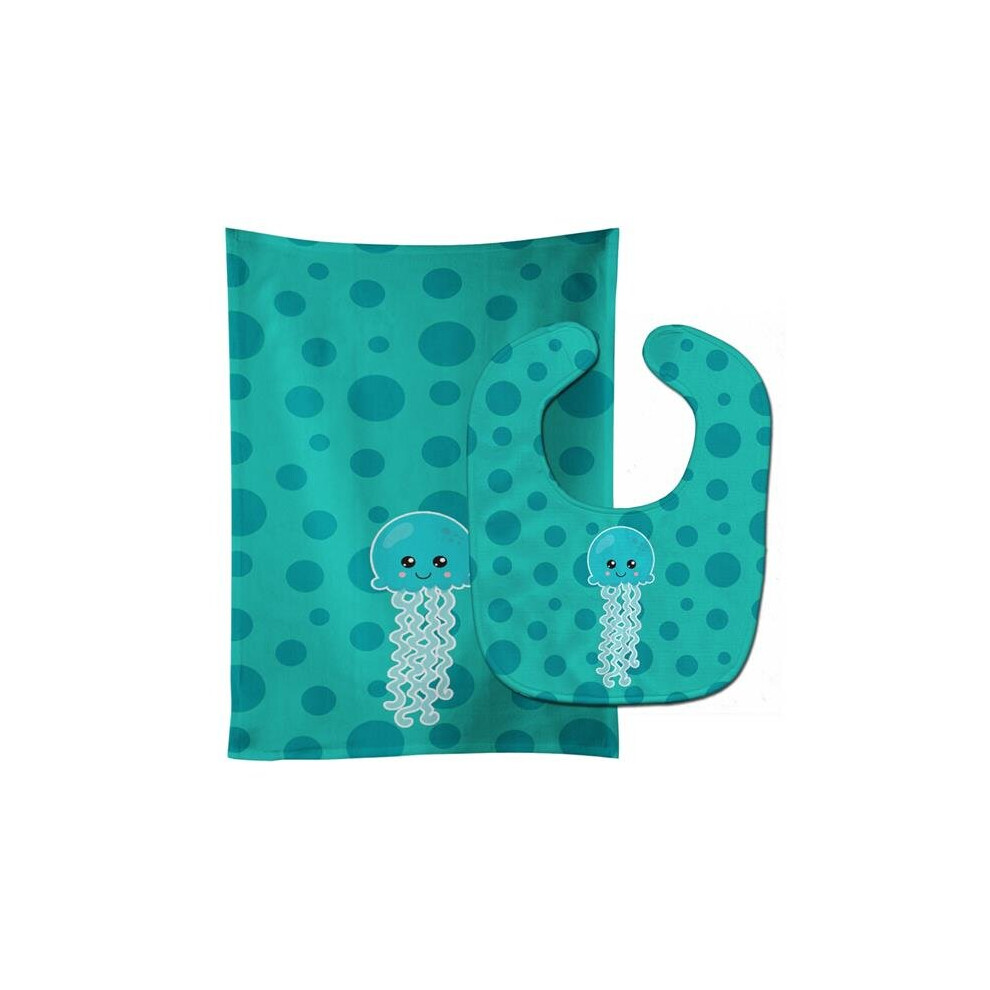 Ocean Jellyfish Baby Bib & Burp Cloth Blue Stationx