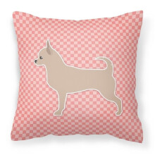 Chihuahua Checkerboard Pink Fabric Decorative Pillow