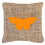 Butterfly Burlap And Orange Fabric Decorative Pillow 1