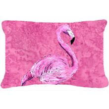 12 x 16 In. Flamingo on Pink Indoor & Outdoor Fabric Decorative Pillow