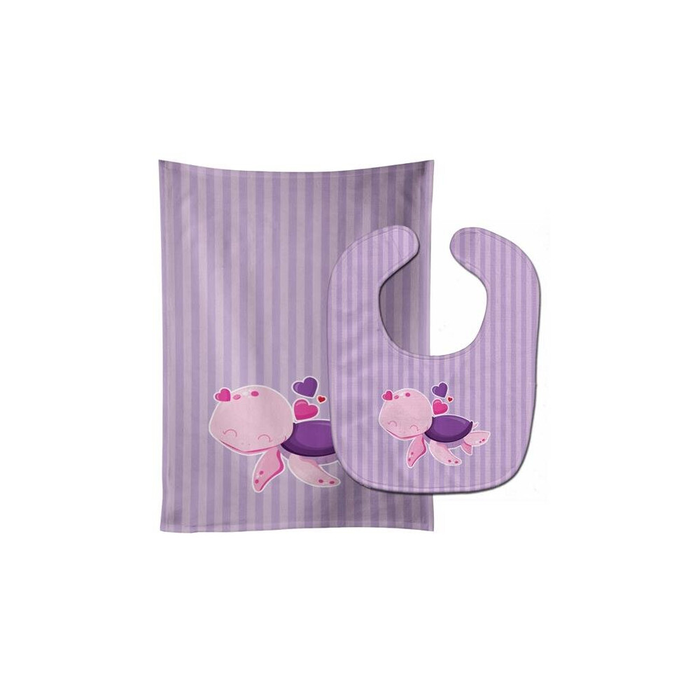& Turtle Baby Bib & Burp Cloth Pink/Purple Stationx