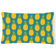 Pineapples on Teal Canvas Fabric Decorative Pillow