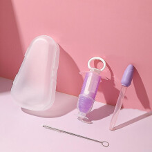 (Purple) Baby Medicine Dispenser Infant Liquid Syringe Dropper With Storage Box