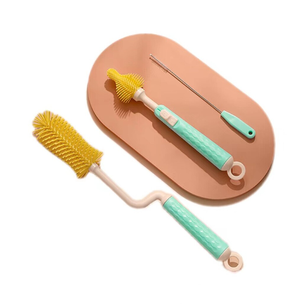 (Green) 3pcs Baby Bottle Brush Set Baby Pacifier Cup Cleaning Brushes Infant Supplies