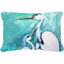 Mothers Love White Crane Indoor & Outdoor Fabric Decorative Pillow