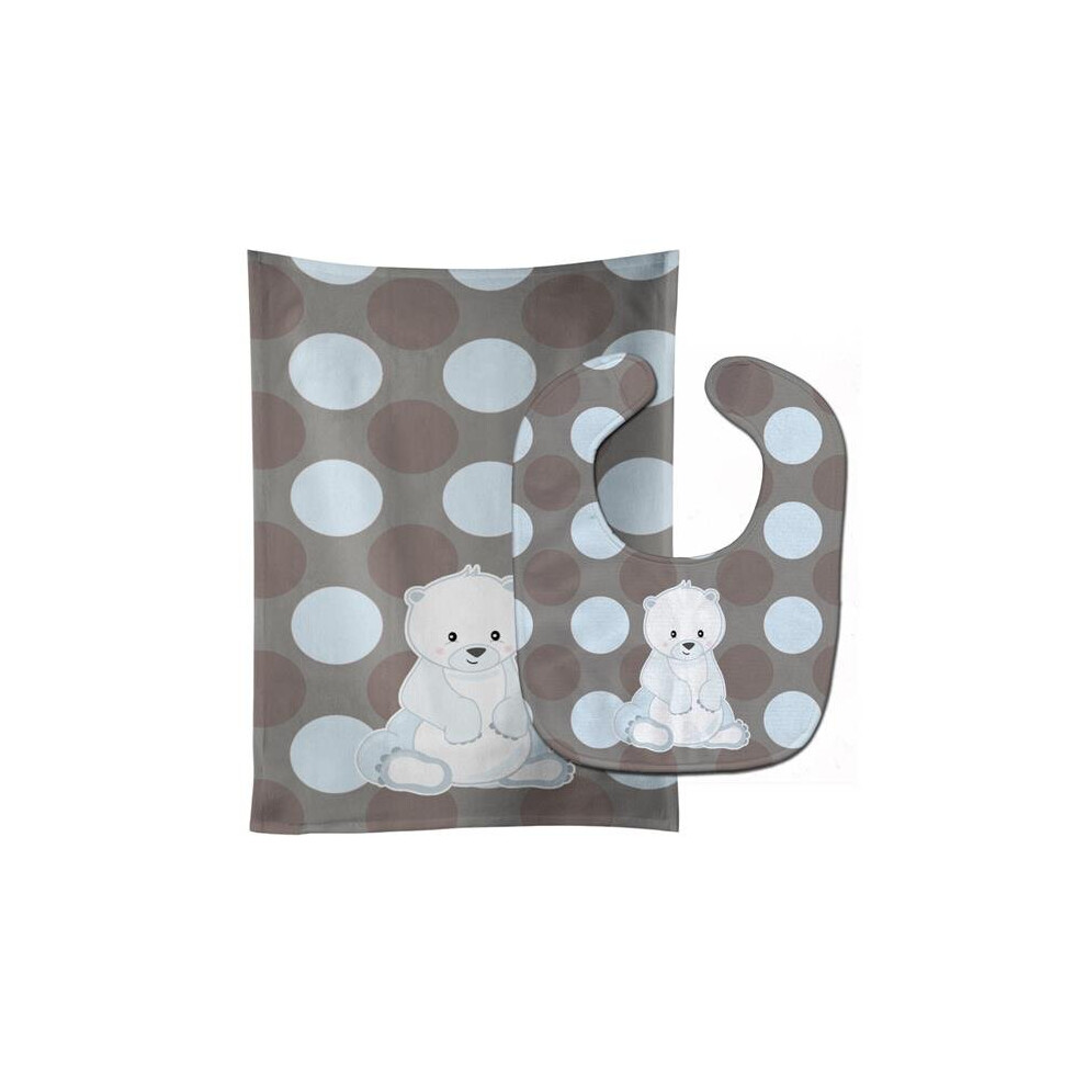 Bear On Polkadots Baby Bib & Burp Cloth Stationx