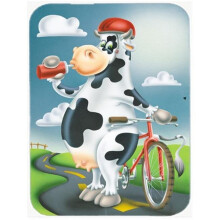 Cow on a Bike Ride Glass Cutting Board, Large