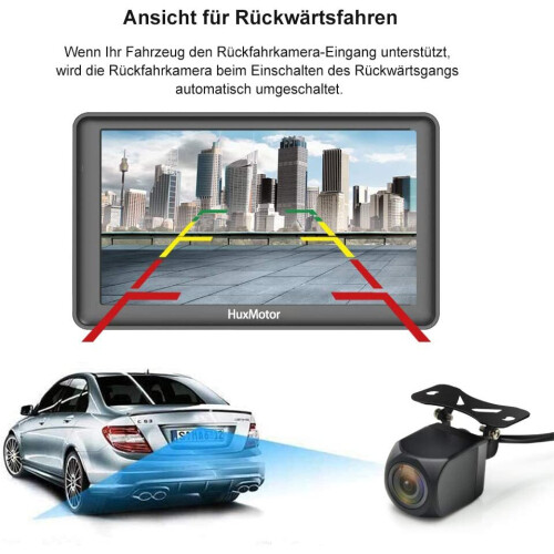 Bluetooth Sat Nav with Reverse Camera UK/EU 2024 Maps 7 inch GPS Navigation for Cars Trucks with Postcode Speed Camera Alert POI 1