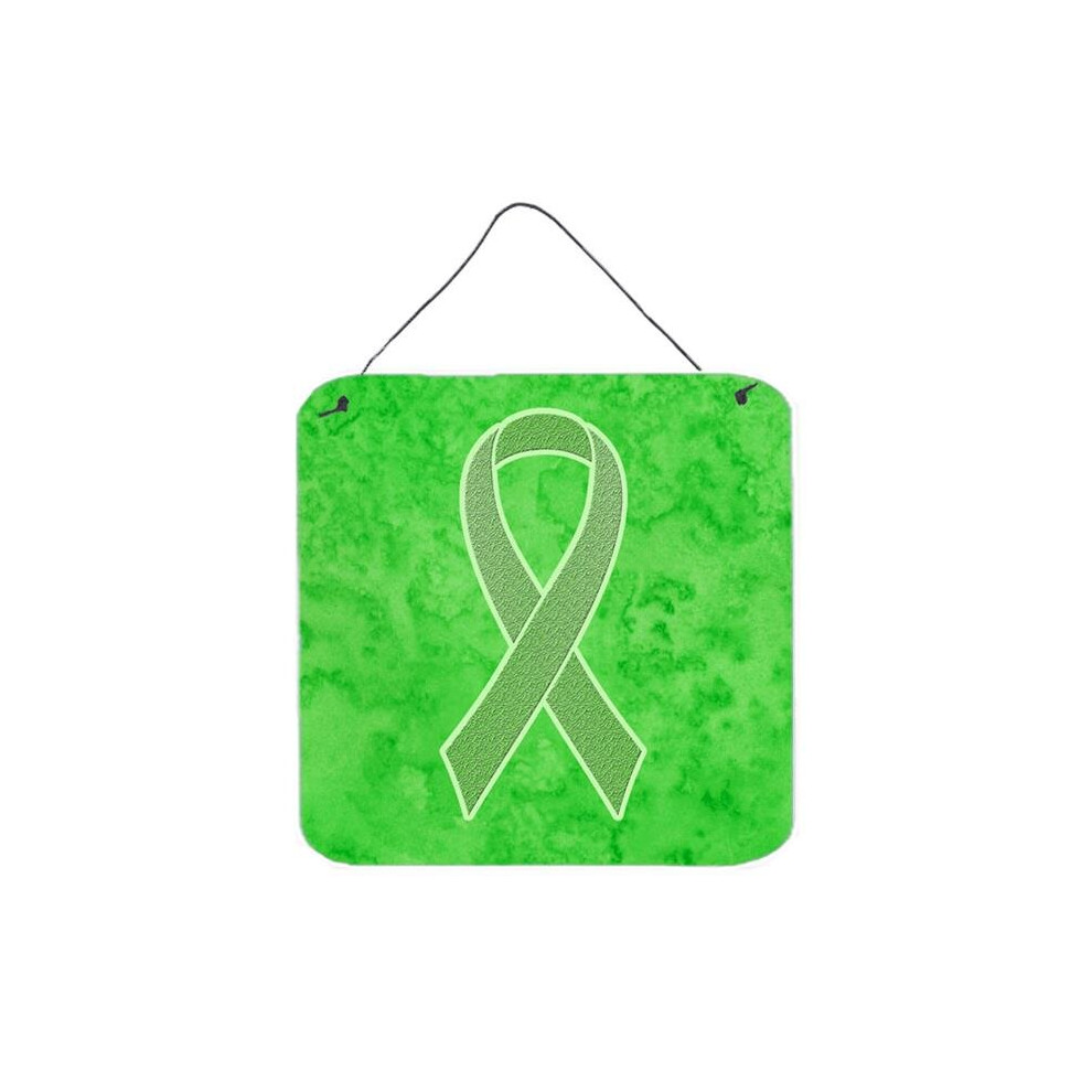 Lime Green Ribbon for Lymphoma Cancer Awareness Aluminium Metal Wall or Door Hanging Prints, 6 x 6 In.-image-OPC-PB799WK-NEW