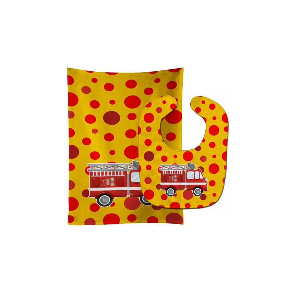Firemans Firetruck Baby Bib & Burp Cloth