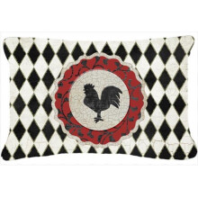 Rooster Harlequin Black And White Indoor & Outdoor Fabric Decorative Pillow
