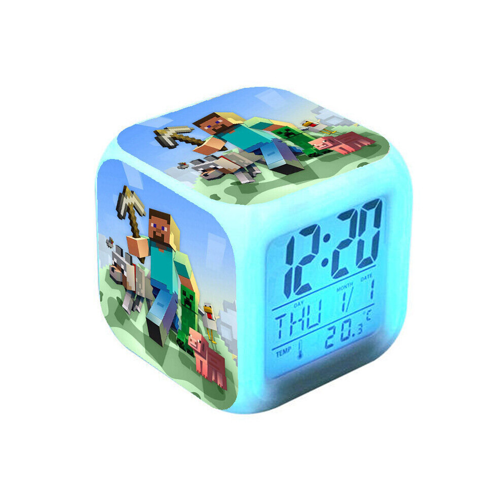 Minecraft Alarm Clock Colorful Color Changing Alarm Clock -A8 Light Sunshine Smile
