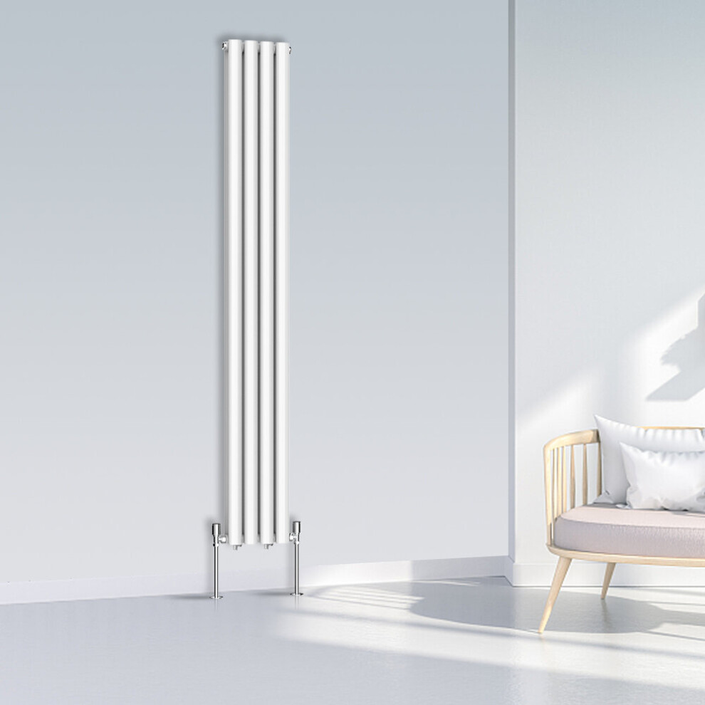 (1800x236mm Double, White) NRG Oval Column Designer Radiator Horizontal Vertical Central Heating Radiator Rads