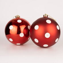 (12Pcs, Red White Polka Dots) 50mm Christmas Baubles Shatterproof,Tree Decorations