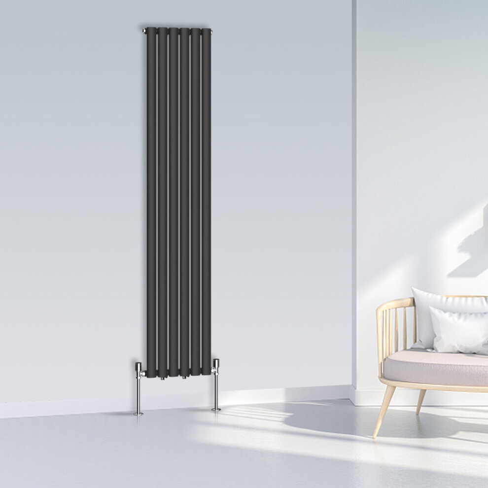 Nrg (1800X354mm Single, ) Oval Column Designer Radiator Horizontal Vertical Central Heating Radiator Rads Black