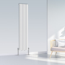 (1800x354mm Single, White) NRG Oval Column Designer Radiator Horizontal Vertical Central Heating Radiator Rads