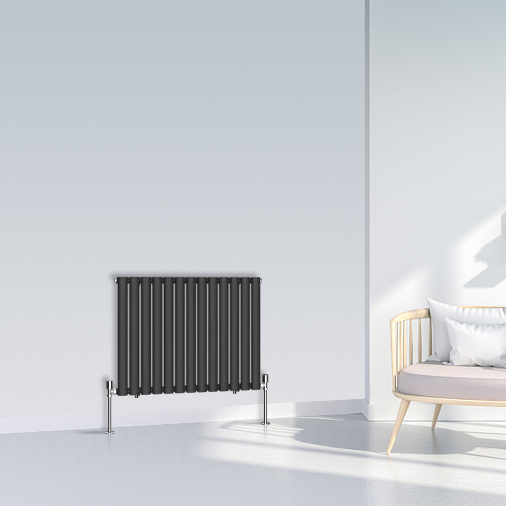 Nrg (600X767mm Single, ) Oval Column Designer Radiator Horizontal Vertical Central Heating Radiator Rads Black