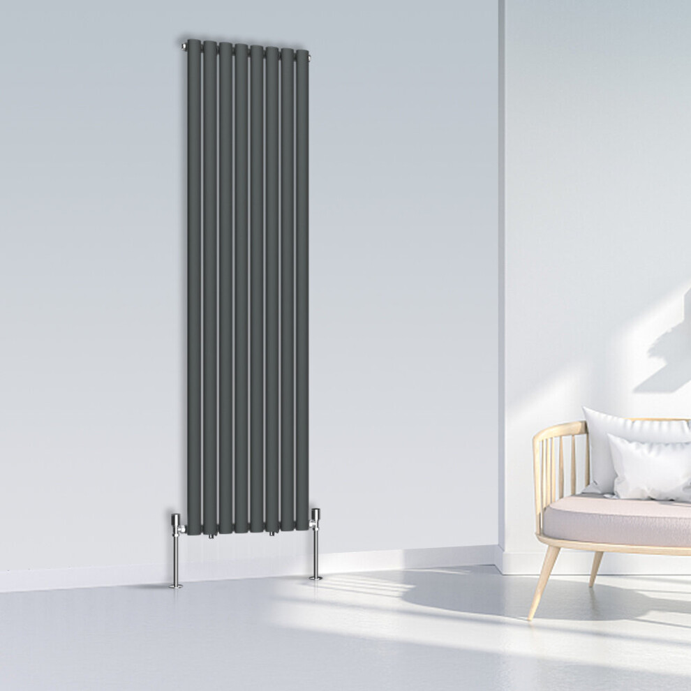 (1800x472mm Single, Anthracite) NRG Oval Column Designer Radiator Horizontal Vertical Central Heating Radiator Rads